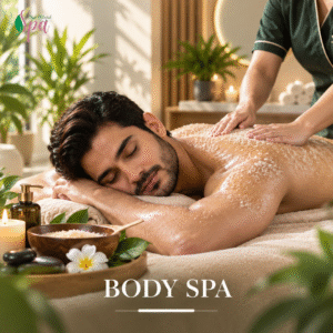 Man receiving a relaxing body spa treatment at New Natural Spa in Indore