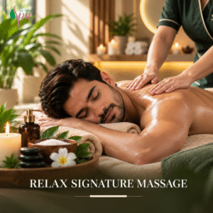 Man receiving a relaxing signature massage at New Natural Spa in Indore